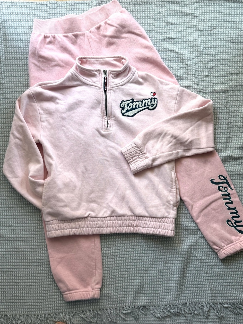 Tommy Hilfiger Light Pink Half-Zip Sweatshirt & Jogger Set